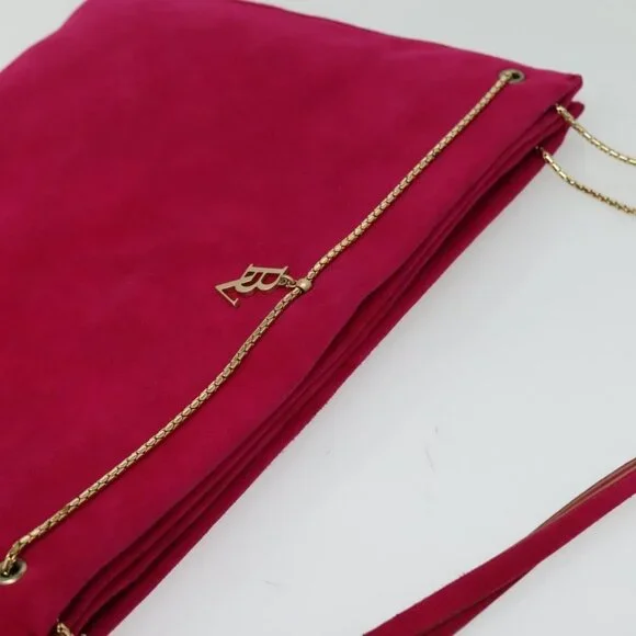 Authentic BOTTEGA VENETA Shoulder Bag Suede Pink Gold